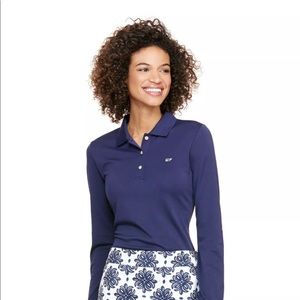 Vineyard vines long sleeve pique polo blue